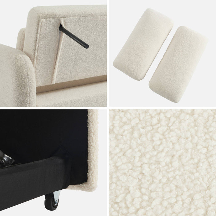 sweeek - Tweezits slaapbank ronde vorm met boucléstof