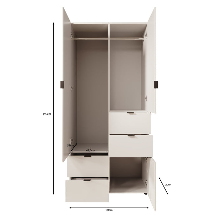 Meubella - Kledingkast Zayden - Wit - 90 cm