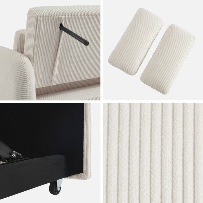 sweeek - Afrondbare slaapbank 2 plaatsen ribfluweel