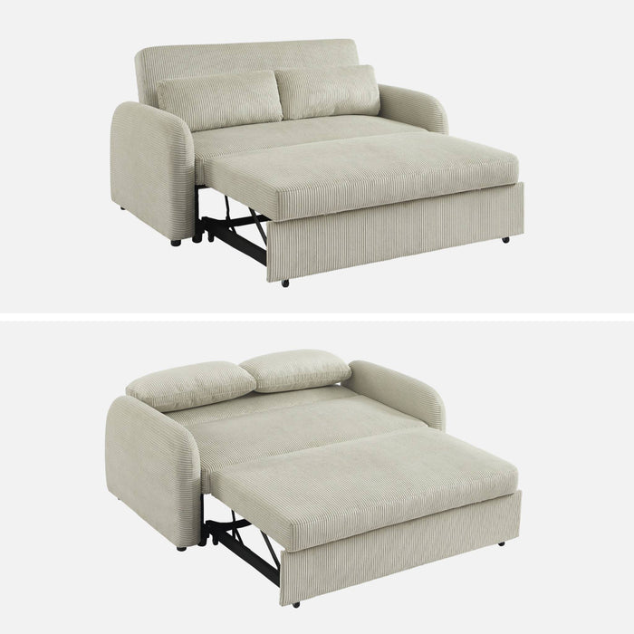 sweeek - Afrondbare slaapbank 2 plaatsen ribfluweel