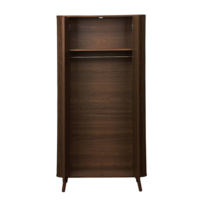 sweeek - Kledingkast gegroefd houteffect met plank en kledingstang