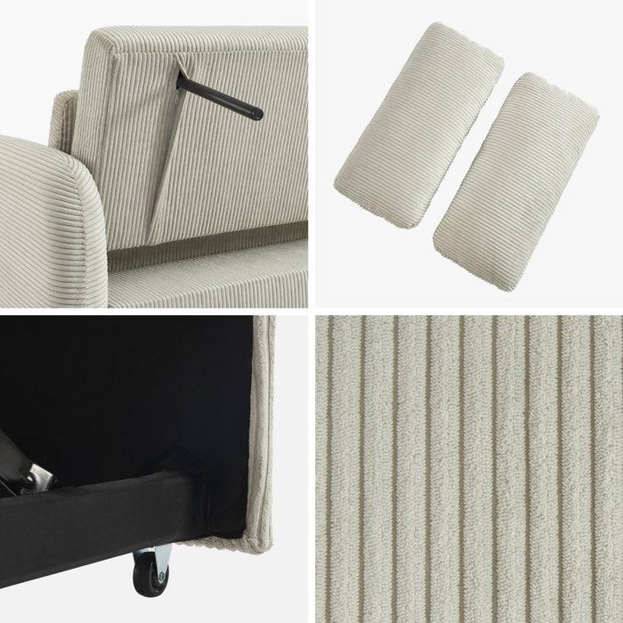 sweeek - Afrondbare slaapbank 2 plaatsen ribfluweel