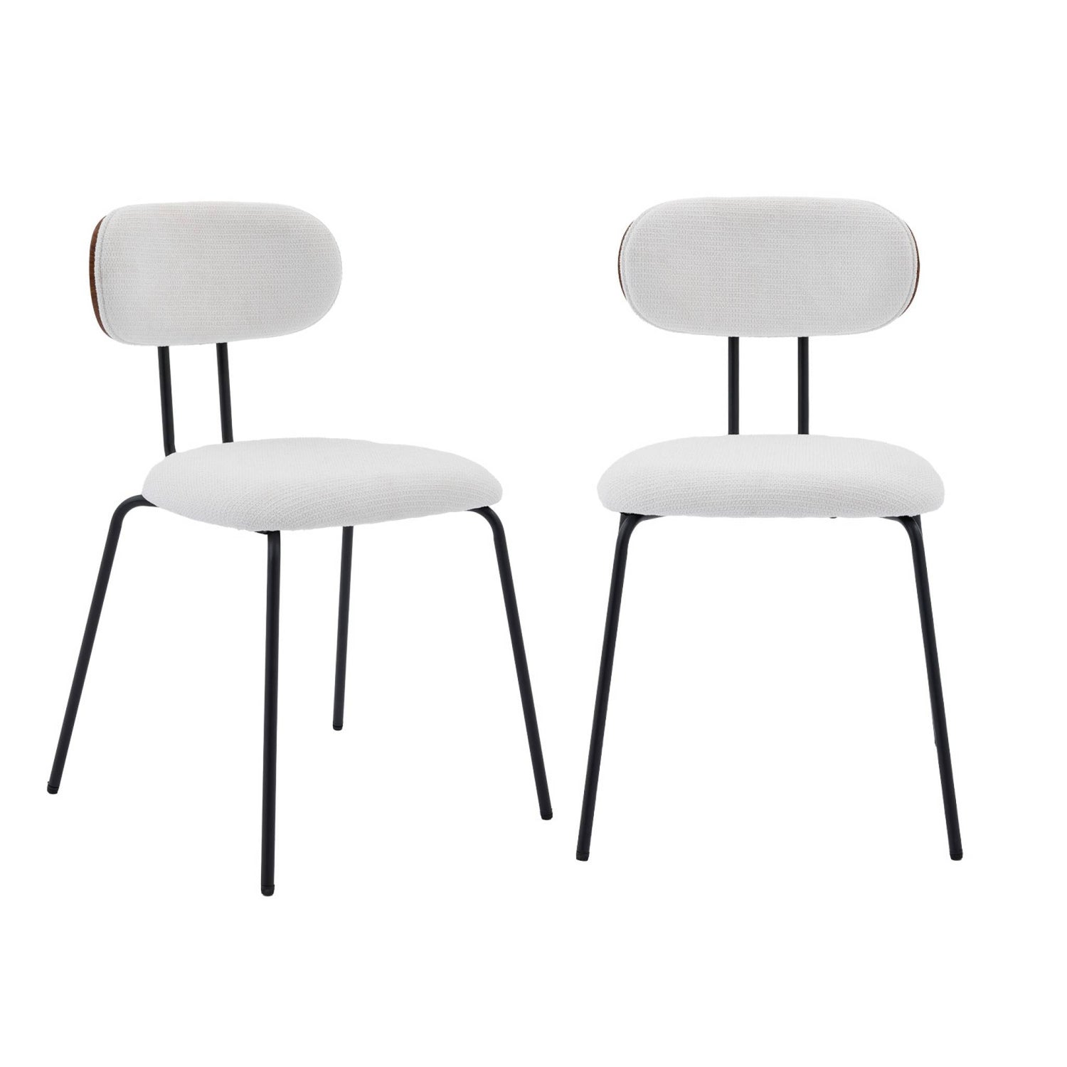 sweeek - Stoel waterafstotende stof, zwarte metalen poten (set van 2)