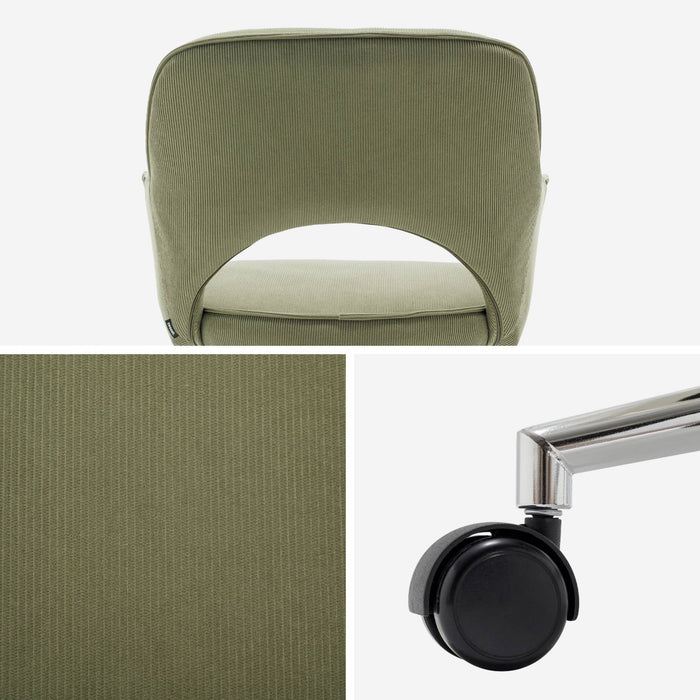 sweeek - Bureaustoel op wielen in corduroy met chroom onderstel