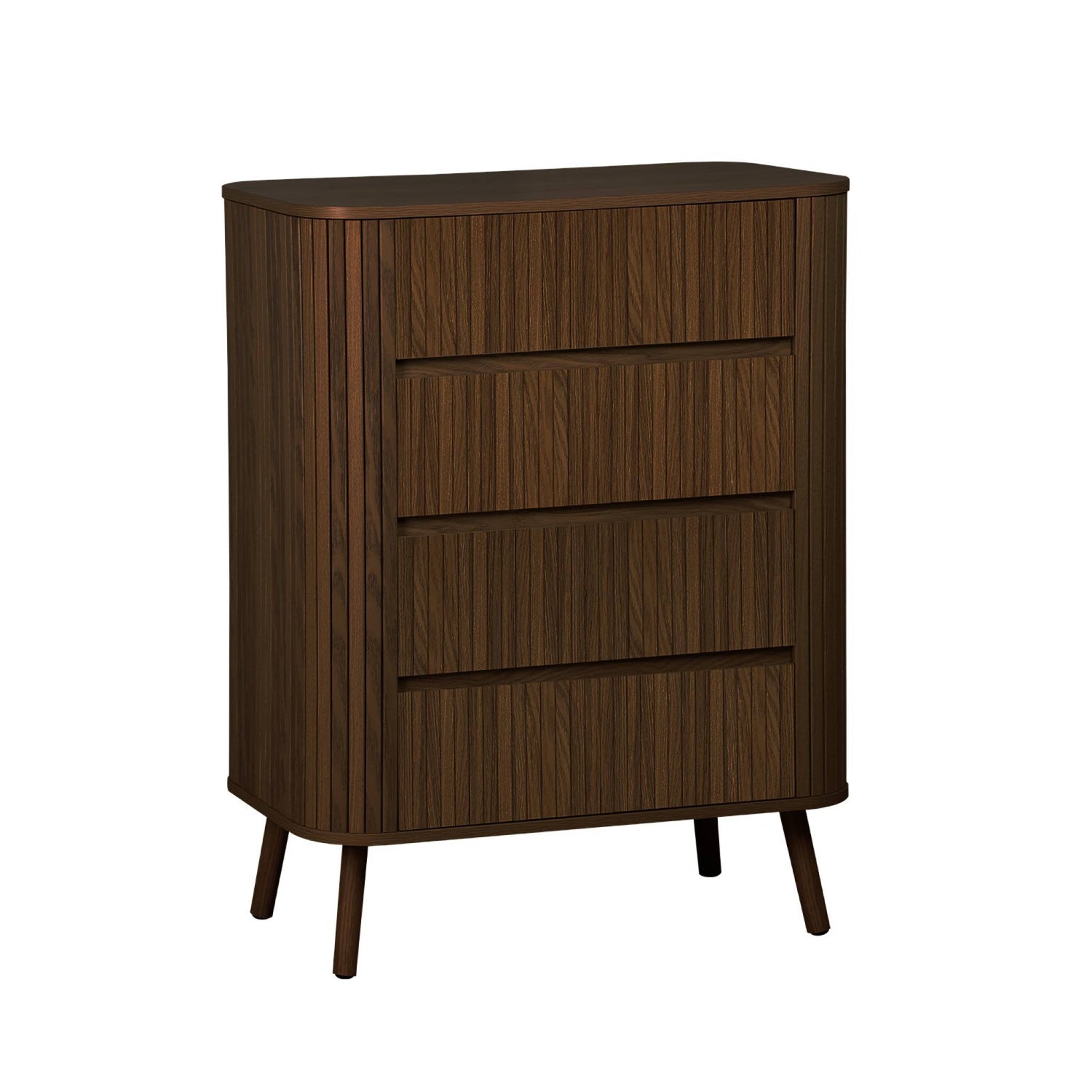 sweeek - Ladekast met 4 laden, gegroefd houtdecor