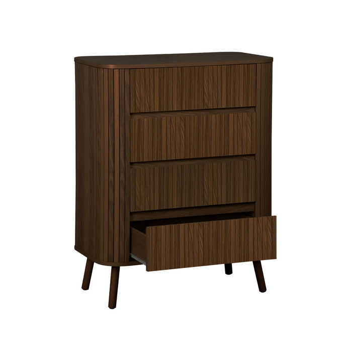 sweeek - Ladekast met 4 laden, gegroefd houtdecor