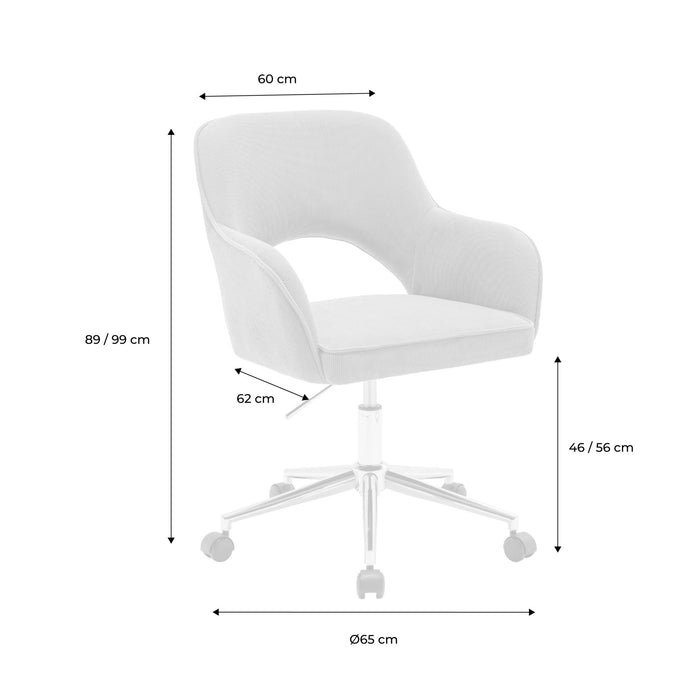 sweeek - Bureaustoel op wielen in corduroy met chroom onderstel