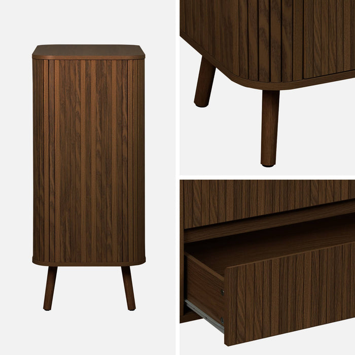 sweeek - Ladekast met 4 laden, gegroefd houtdecor