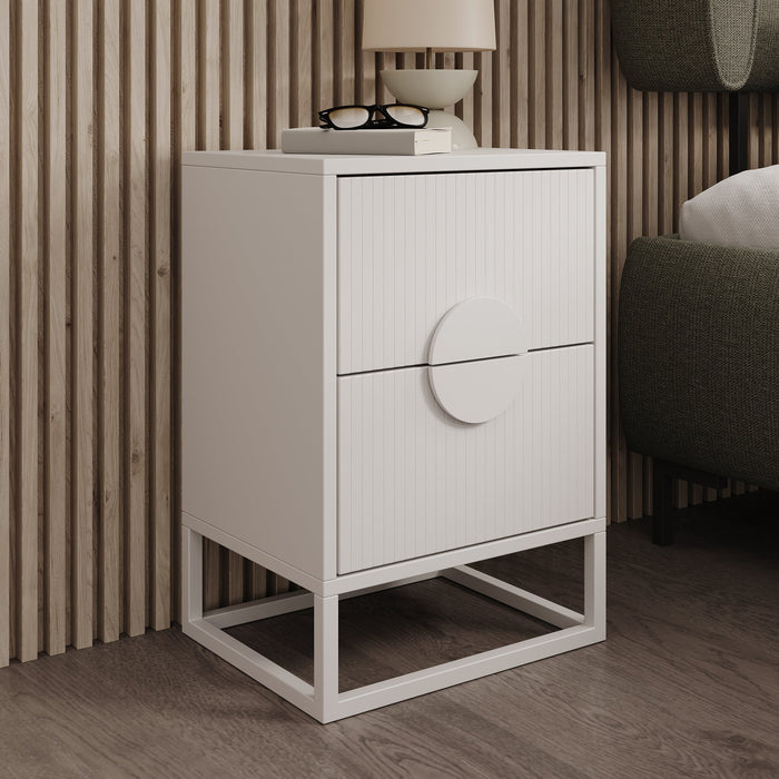 Meubella - Nachtkastje Allegany - Wit - 38 cm