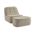sweeek - Fauteuil bouclé stof 1 zitplaats +  voetenbank