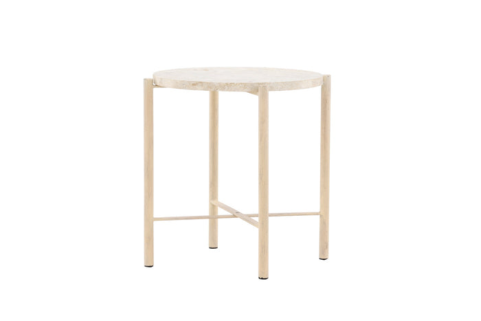 Fjôrd - Salontafel Beige Metaal - 40x40x45cm - Sandhamn