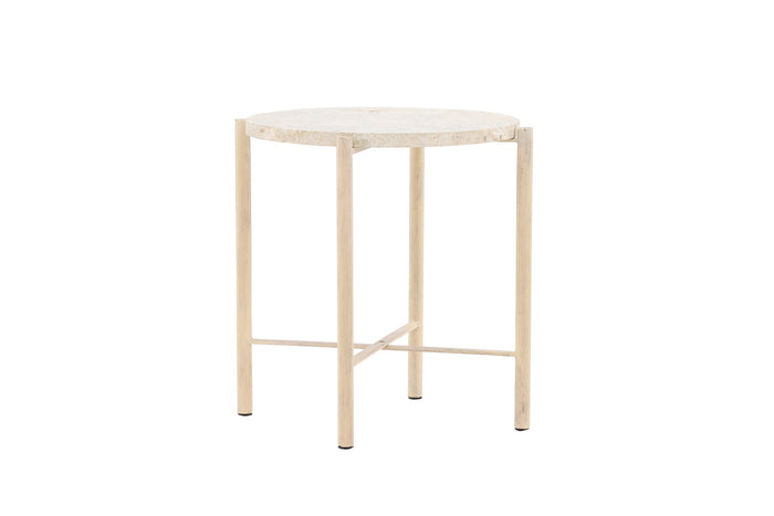 Fjôrd - Salontafel Beige Metaal - 40x40x45cm - Sandhamn