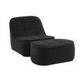 sweeek - Fauteuil bouclé stof 1 zitplaats +  voetenbank