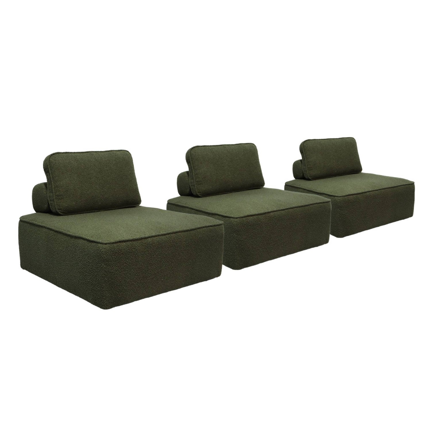 sweeek - Fauteuils boucléstof 1 zitplaats (set van 3)