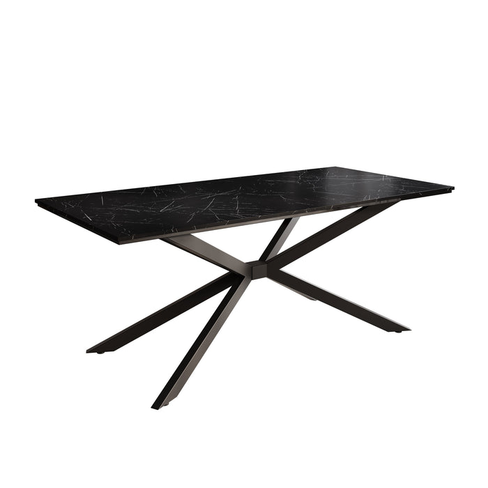 Meubella - Eetkamertafel Faithley - Zwart marmerlook - 190 cm