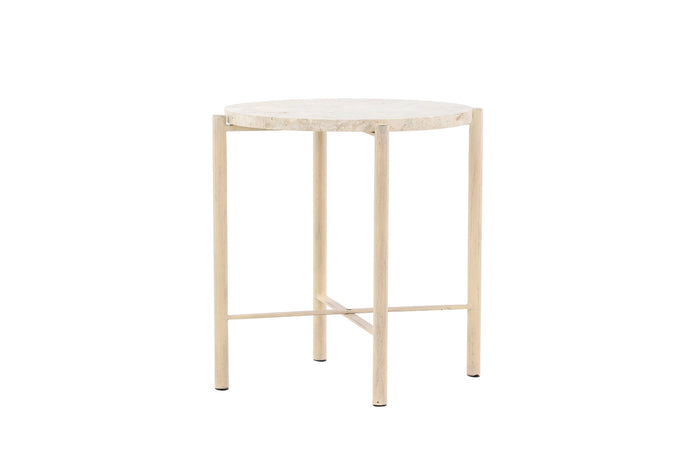 Fjôrd - Salontafel Beige Metaal - 40x40x45cm - Sandhamn