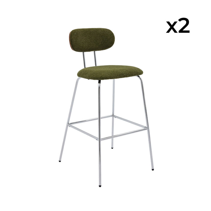 sweeek - Barkruk waterafstotende stof, chrome metalen poten (set van