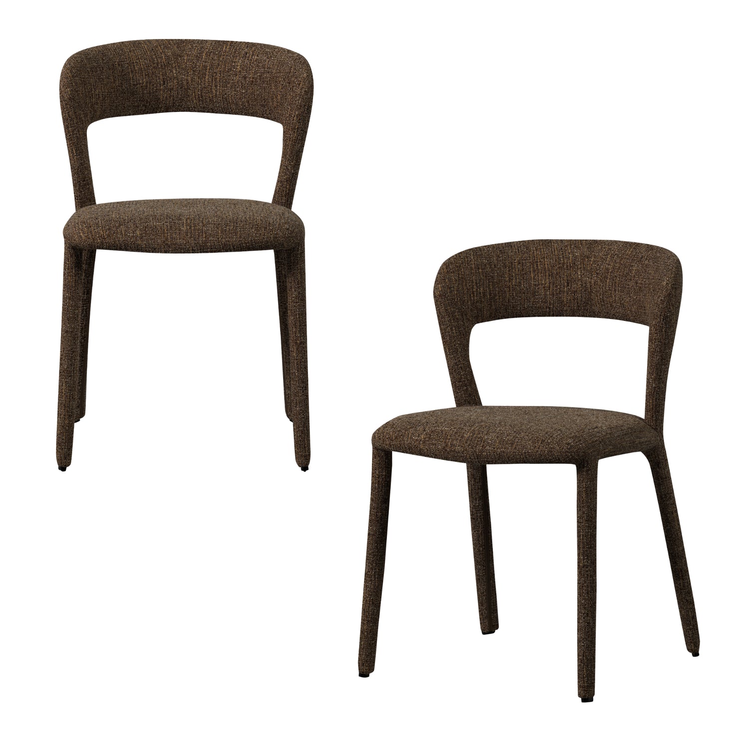 WOOOD Noble Eetkamerstoelen - Polyester - Warm Bruin - Set van 2