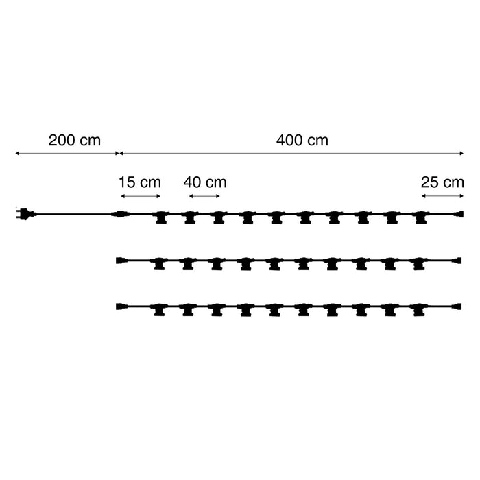 QAZQA Lichtsnoer zwart koppelbaar met stekker 14m 30-lichts IP44 -