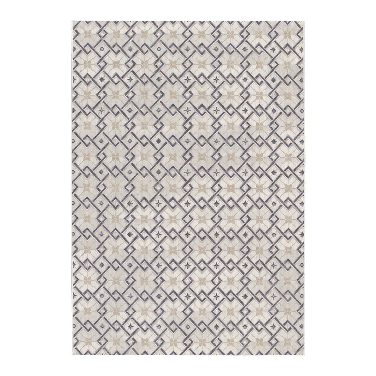 sweeek - Vintage binnen-|buiten tapijt, crème, beige en blauw