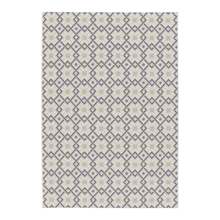 sweeek - Vintage binnen-|buiten tapijt, crème, beige en blauw