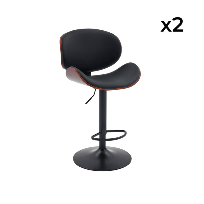 sweeek - Verstelbare barkruk, houtdecor en kunstleer (set van 2)