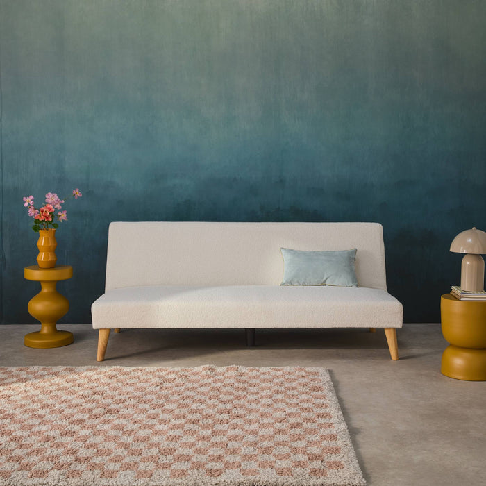 sweeek - Slaapbank 3 zitplaatsen boucléstof houten poten