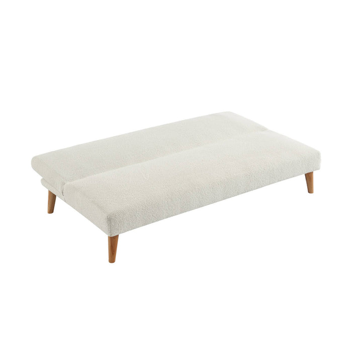 sweeek - Slaapbank 3 zitplaatsen boucléstof houten poten