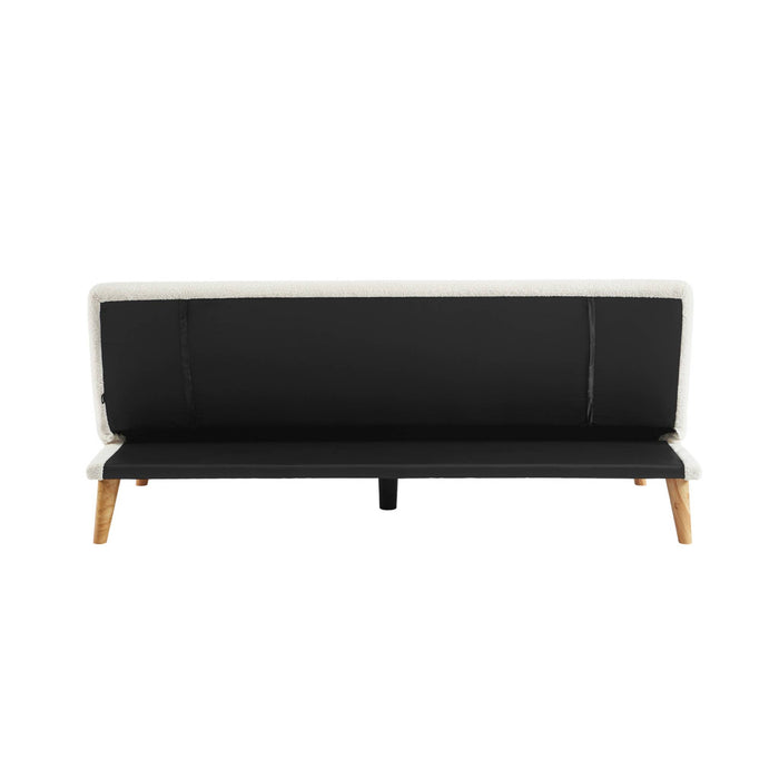 sweeek - Slaapbank 3 zitplaatsen boucléstof houten poten