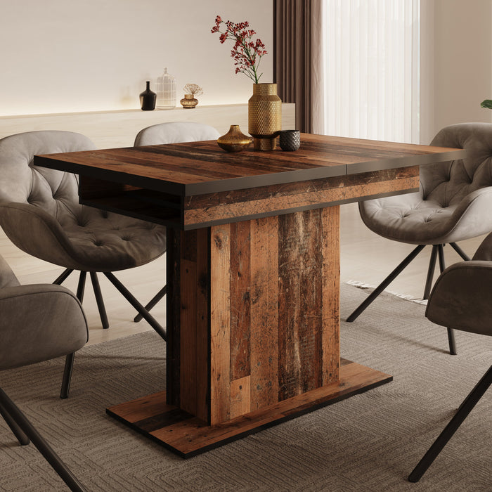 Meubella - Eetkamertafel Benjamin - Old wood - 120 cm - Uitschuifbaar
