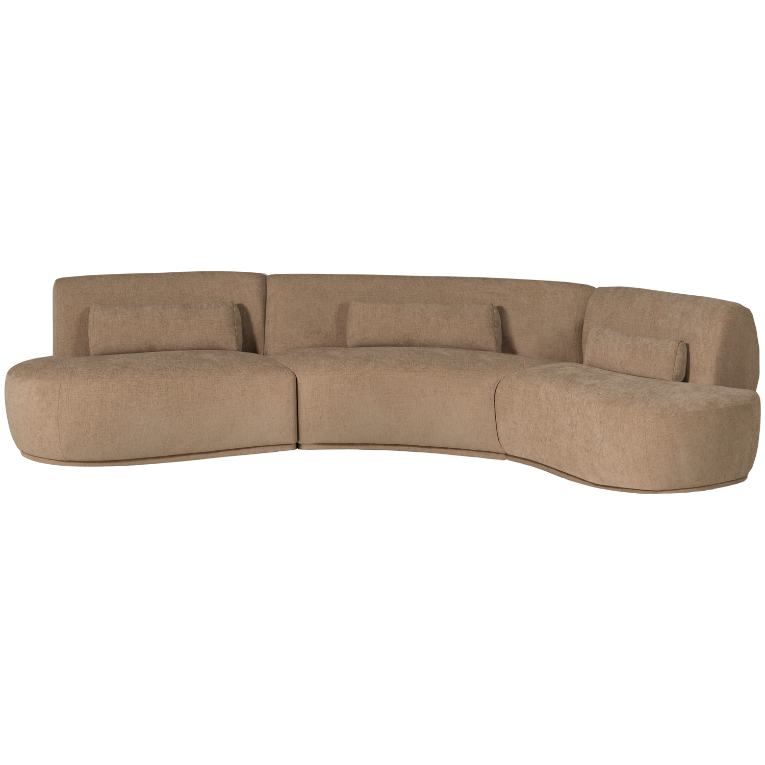 WOOOD Batavier Half Ronde Bank 6-Zits - Polyester - Velvet Lichtbruin