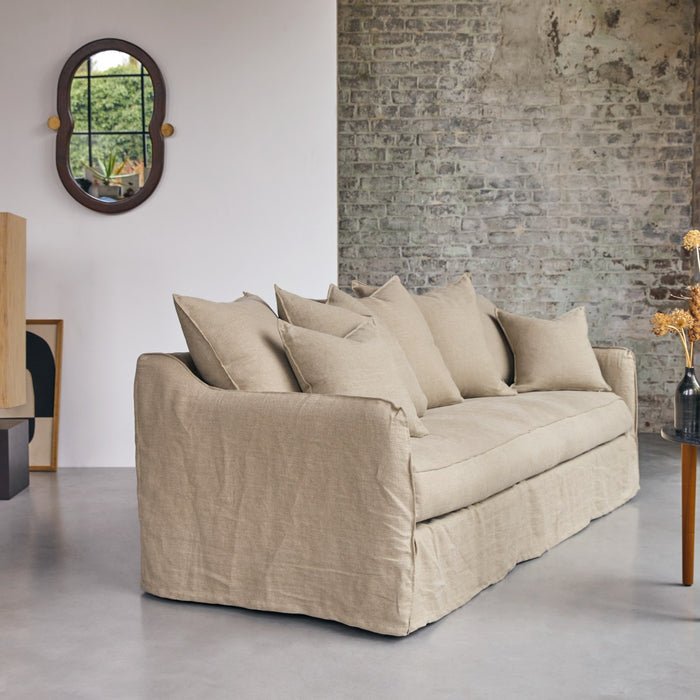 Tikamoon - Bank van natuurlijk linnen Ariane, 5 zitplaatsen