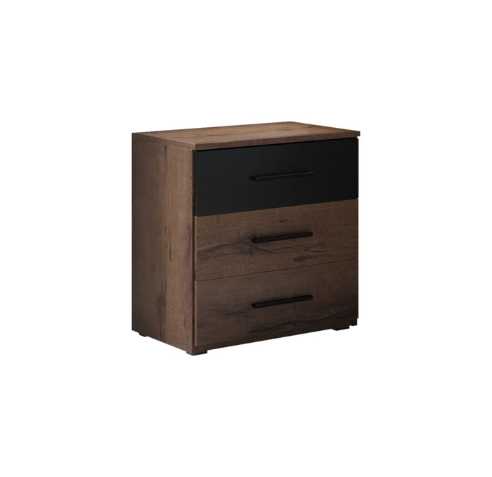 Meubella - Nachtkastje Brown - Zwart - Eiken - 46 cm