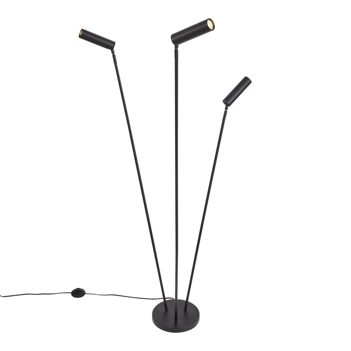 QAZQA Moderne vloerlamp zwart 3-lichts GU10 35mm - Thomas