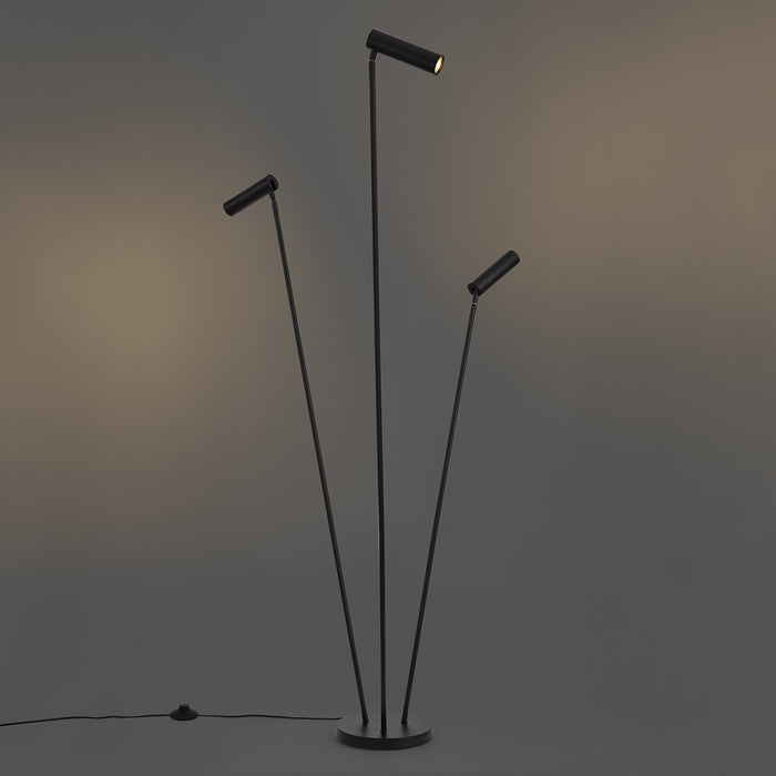QAZQA Moderne vloerlamp zwart 3-lichts GU10 35mm - Thomas