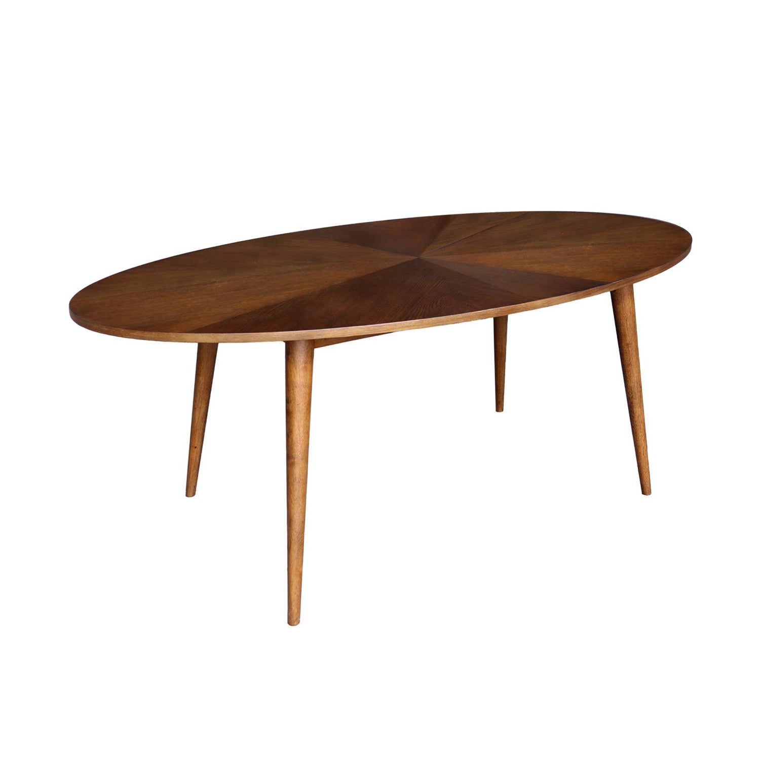 sweeek - Ovale eettafel van rubberhout en eikenfineer, 6 plaatsen