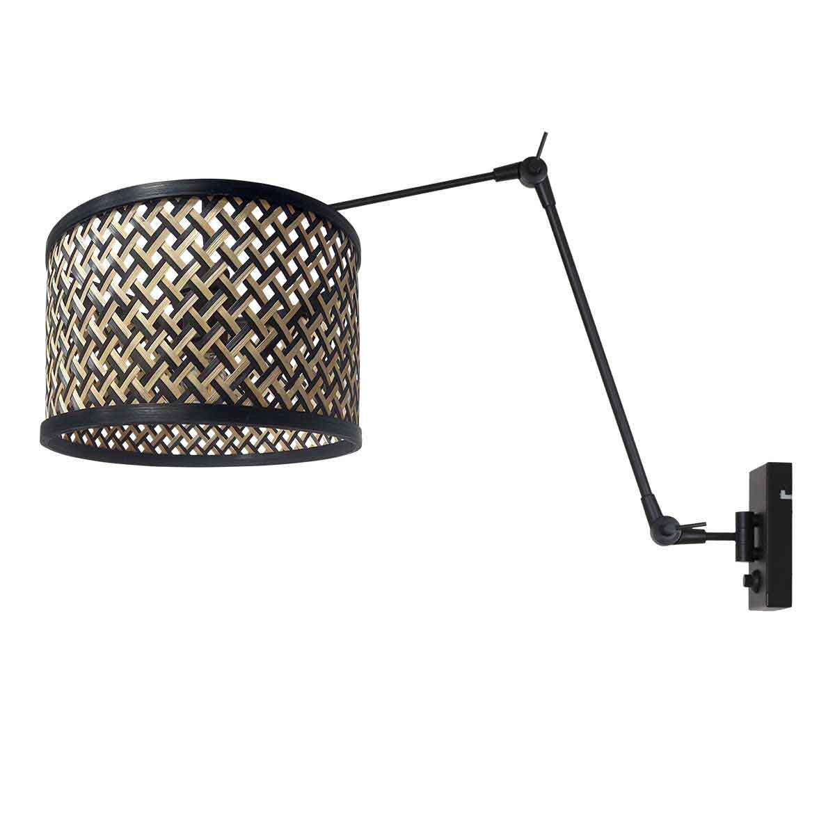 Steinhauer - Wandlamp Zwart|Naturel|Zwart Metaal|Bamboe  90x30x80cm
