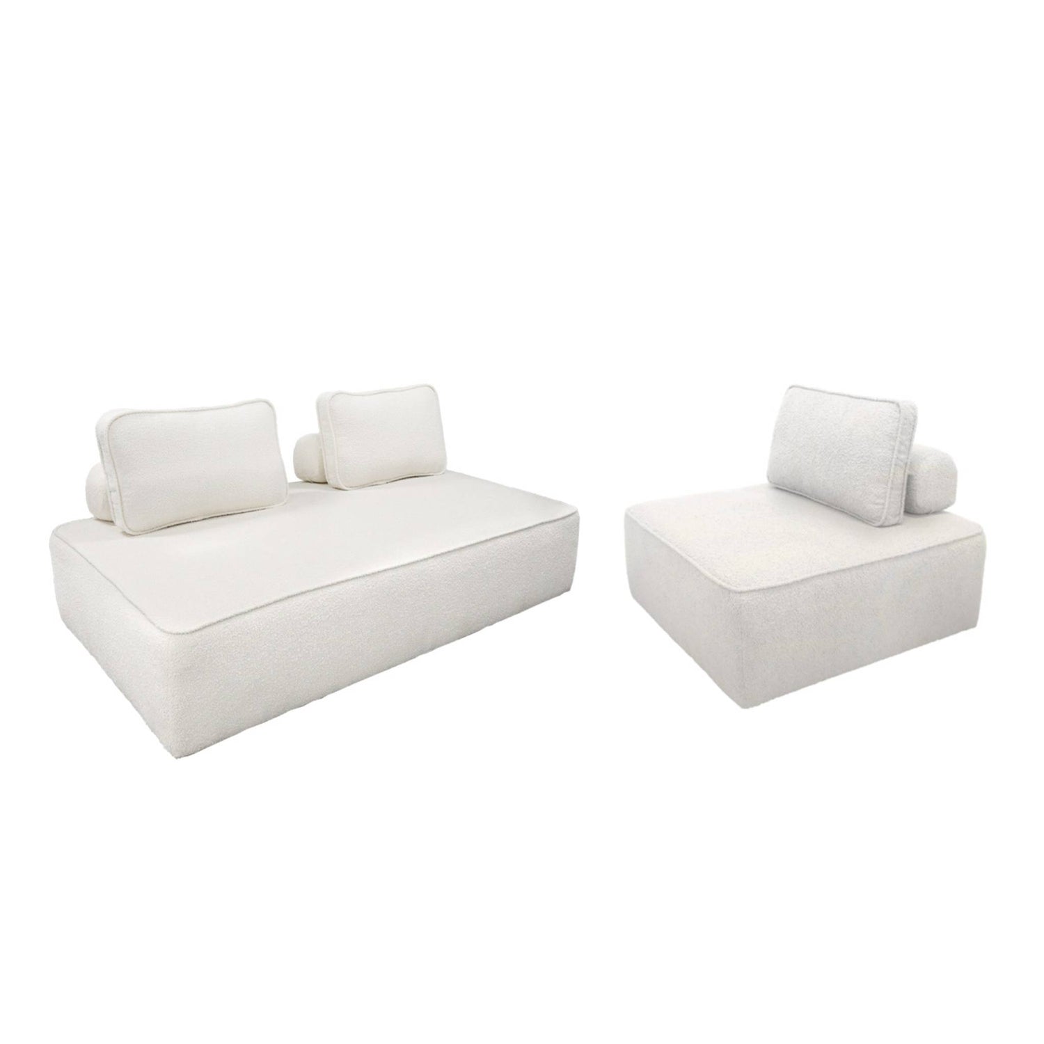 sweeek - Set van fauteuils voor modulaire bank 3 zitplaatsen bouclé