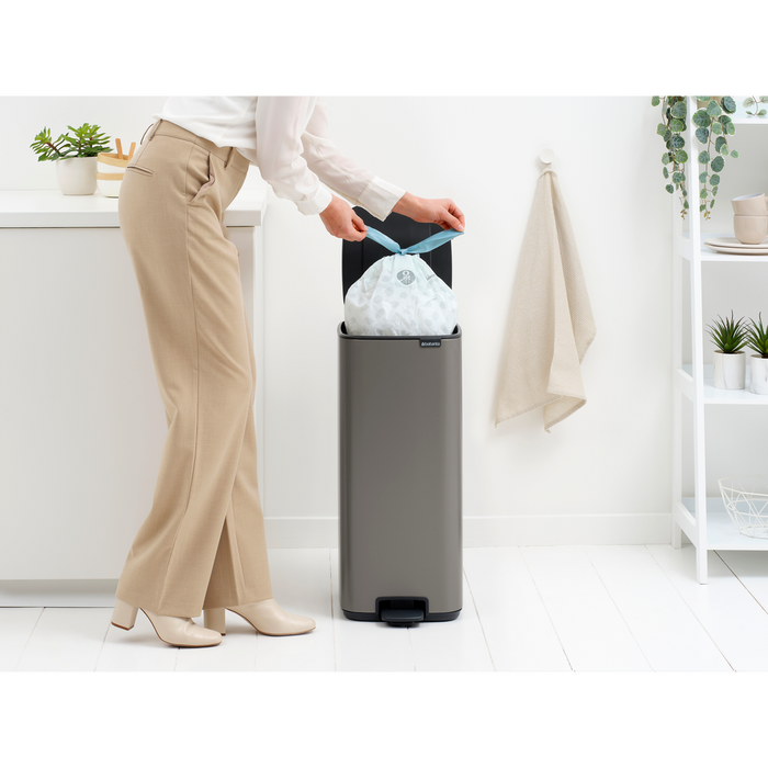 Brabantia Bo Pedaalemmer 30L, kunststof binnenemmer - Platinum