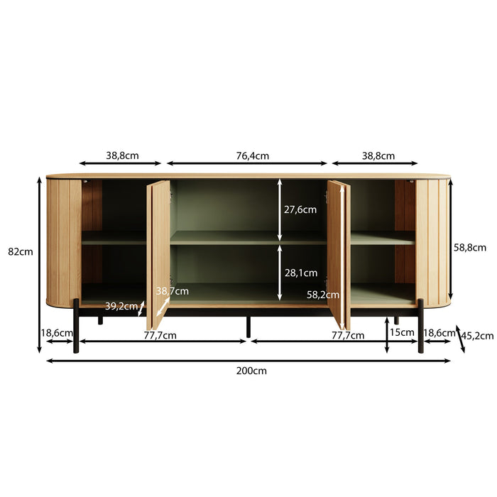 Meubella - Dressoir Royale - Eiken - 200 cm