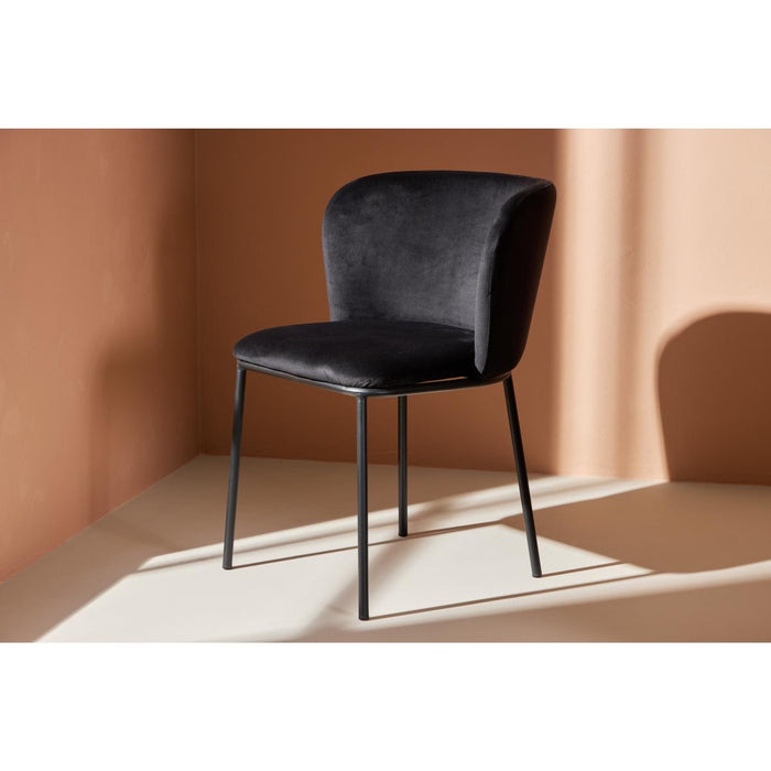 Svea - Lino eetkamerstoel - velvet - zwart