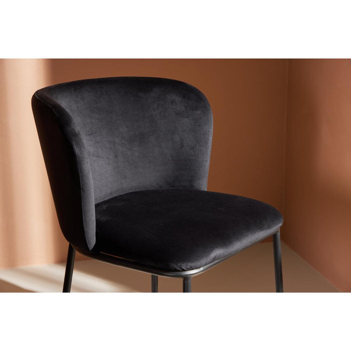 Svea - Lino eetkamerstoel - velvet - zwart