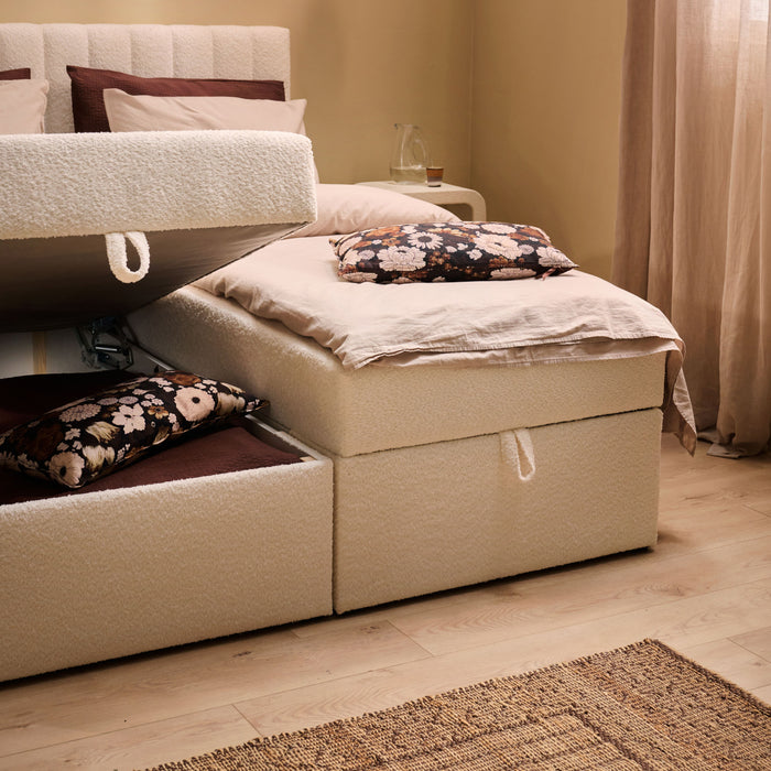 by fonQ Leon Boxspring met Relaxfunctie 160 x 200 cm - Bouclé / Ivoor