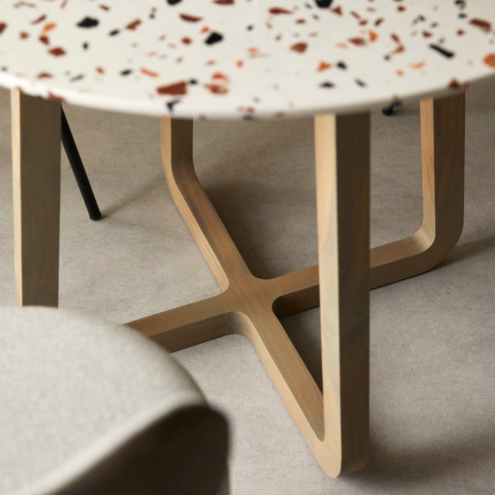 Tikamoon - Ronde tafel van premium terrazzo en massief acaciahout 90 …