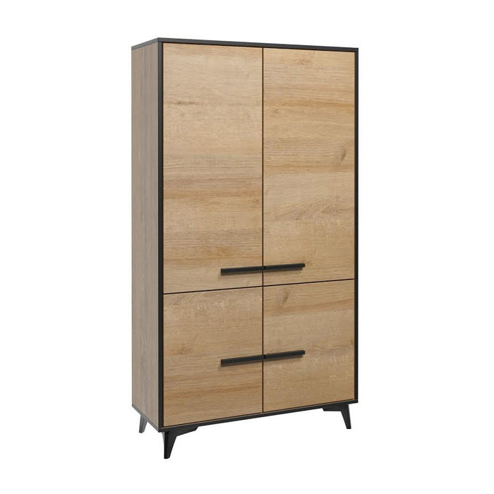 Meubella - Opbergkast Frey - Licht eiken - Zwart - 91 cm