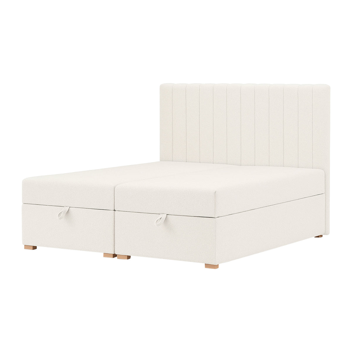 by fonQ Leon Boxspring met Relaxfunctie 160 x 200 cm - Bouclé / Ivoor
