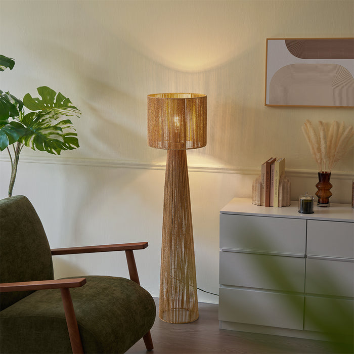 QAZQA Japandi vloerlamp naturel met kap - Dart