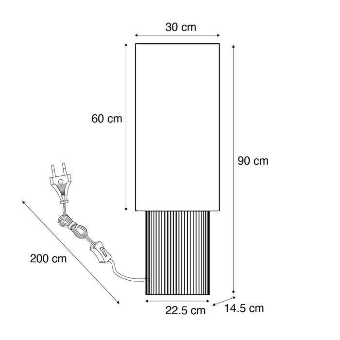 QAZQA Japandi vloerlamp hout met linnen kap 90cm - Lamel