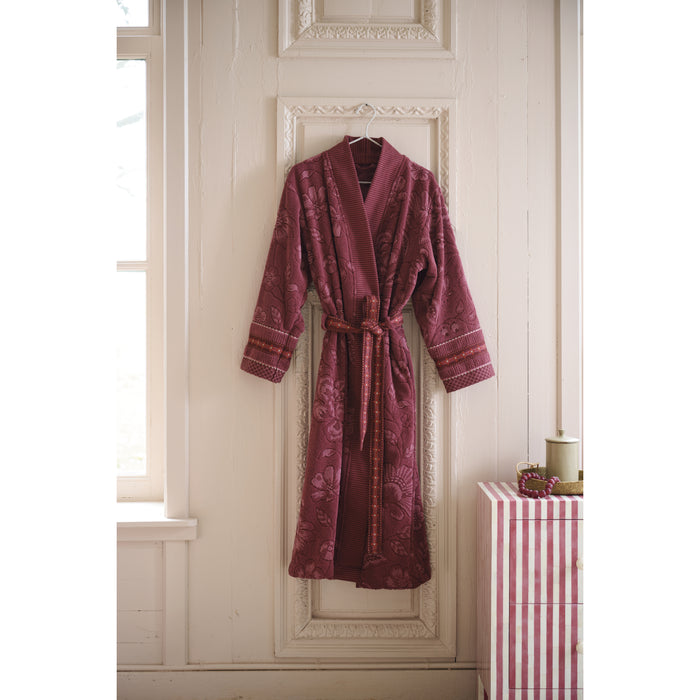 Pip Studio Jasmin Jacquard Badjas - Donker Roze - XL