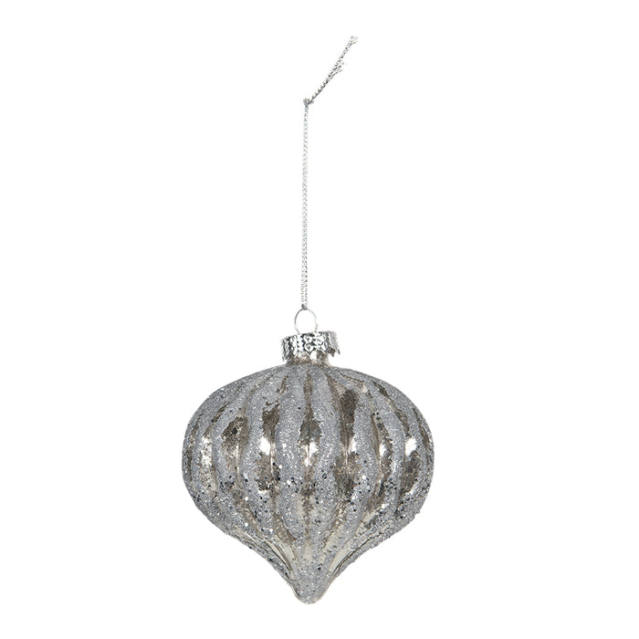 Clayre & Eef Kerstbal Set van 4 Ø 8 cm Zilverkleurig Glas